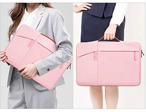 11.6-12.9 Inch Laptop Briefcase Bag for DELL XPS 13 9380, Lenovo Chromebook C330, Samsung Chromebook Pro 12.2 12.3, Surface Pro 6/5, Google Pixel Slate, 360 Protective Notebook Bag Girls Women,Pink