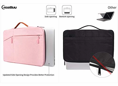 11.6-12.9 Inch Laptop Briefcase Bag for DELL XPS 13 9380, Lenovo Chromebook C330, Samsung Chromebook Pro 12.2 12.3, Surface Pro 6/5, Google Pixel Slate, 360 Protective Notebook Bag Girls Women,Pink