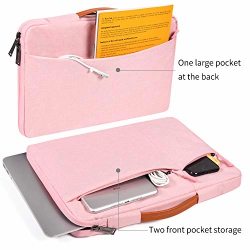 11.6-12.9 Inch Laptop Briefcase Bag for DELL XPS 13 9380, Lenovo Chromebook C330, Samsung Chromebook Pro 12.2 12.3, Surface Pro 6/5, Google Pixel Slate, 360 Protective Notebook Bag Girls Women,Pink