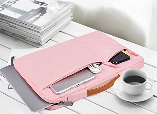 11.6-12.9 Inch Laptop Briefcase Bag for DELL XPS 13 9380, Lenovo Chromebook C330, Samsung Chromebook Pro 12.2 12.3, Surface Pro 6/5, Google Pixel Slate, 360 Protective Notebook Bag Girls Women,Pink