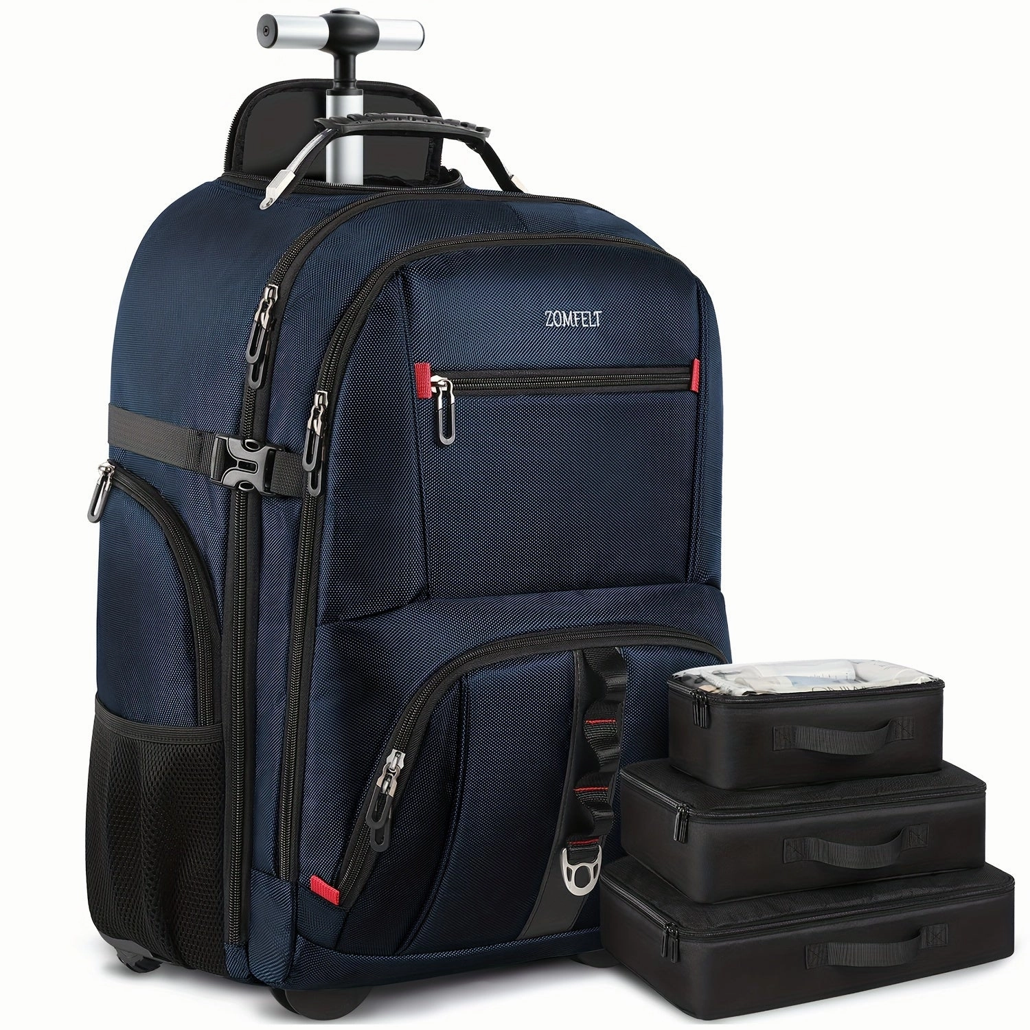 17.3 Inch Rolling Backpack For Men Women, Carry On Luggage With 3 Travel Luggage Organizers, Travel Backpack With Wheels, Rolling Laptop Backpack For Travel Work, Waterproof Luggage Business Bag, Ideal choice for Gifts