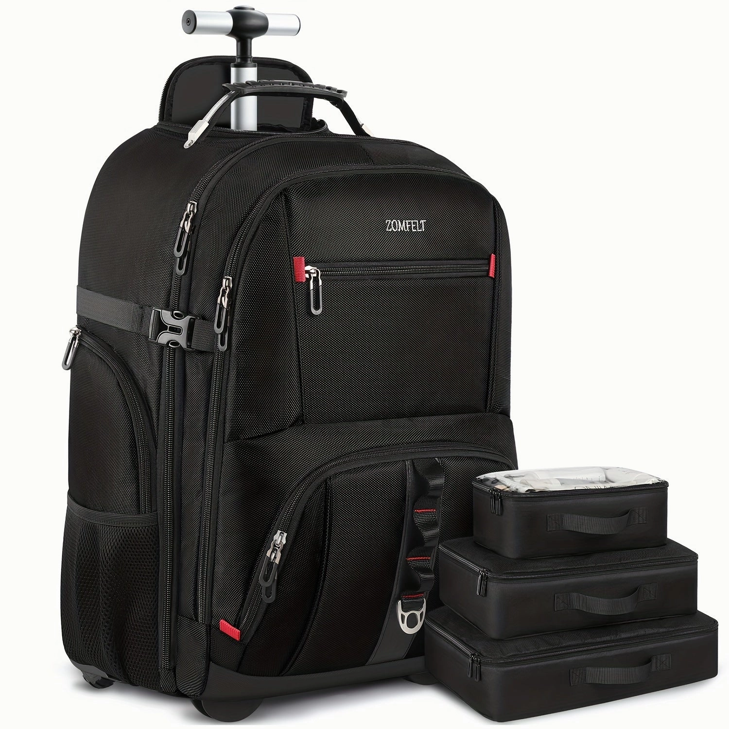 17.3 Inch Rolling Backpack For Men Women, Carry On Luggage With 3 Travel Luggage Organizers, Travel Backpack With Wheels, Rolling Laptop Backpack For Travel Work, Waterproof Luggage Business Bag, Ideal choice for Gifts