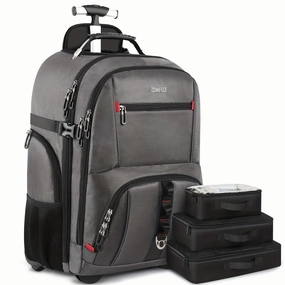 17.3 Inch Rolling Backpack For Men Women, Carry On Luggage With 3 Travel Luggage Organizers, Travel Backpack With Wheels, Rolling Laptop Backpack For Travel Work, Waterproof Luggage Business Bag, Ideal choice for Gifts