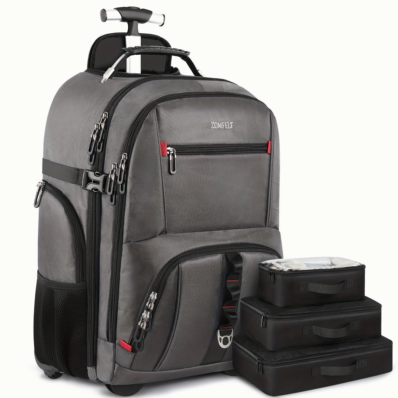 17.3 Inch Rolling Backpack For Men Women, Carry On Luggage With 3 Travel Luggage Organizers, Travel Backpack With Wheels, Rolling Laptop Backpack For Travel Work, Waterproof Luggage Business Bag, Ideal choice for Gifts