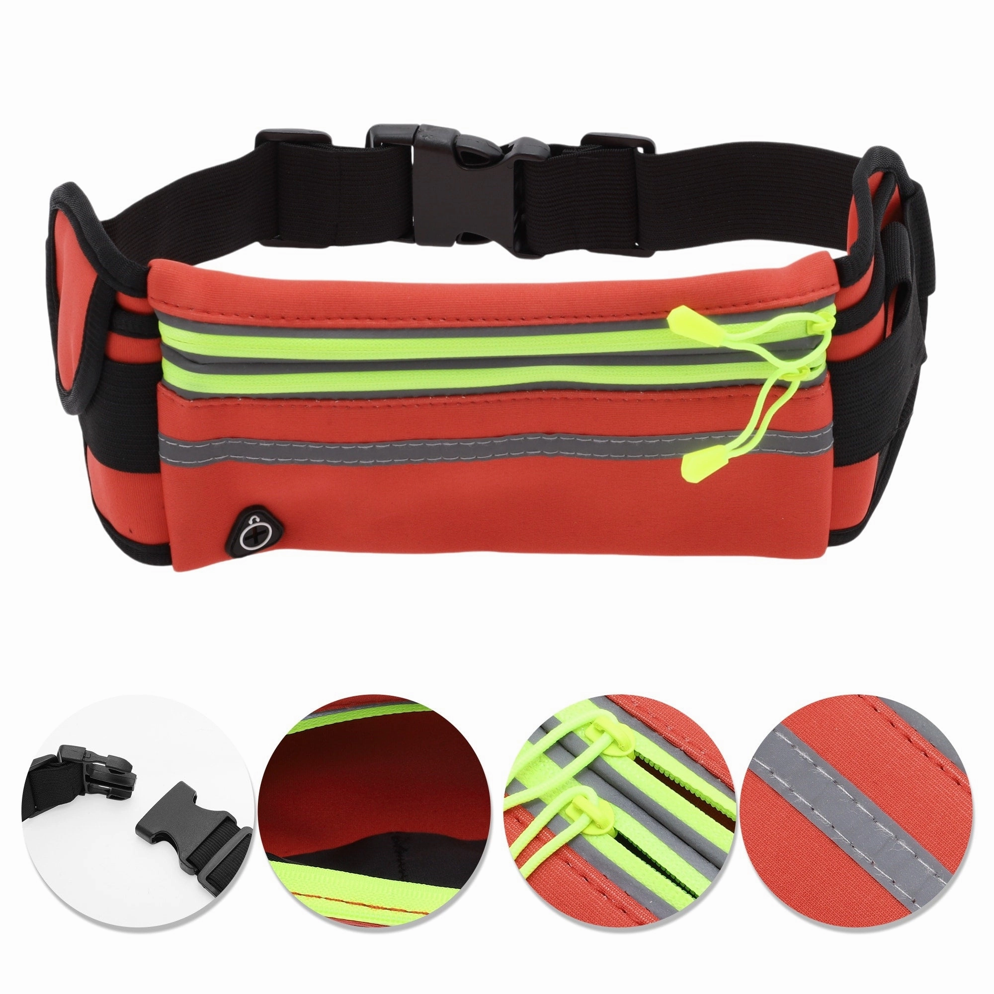 1 Pc Reflective with Zipper Running Waist Pack for Hiking Gym
