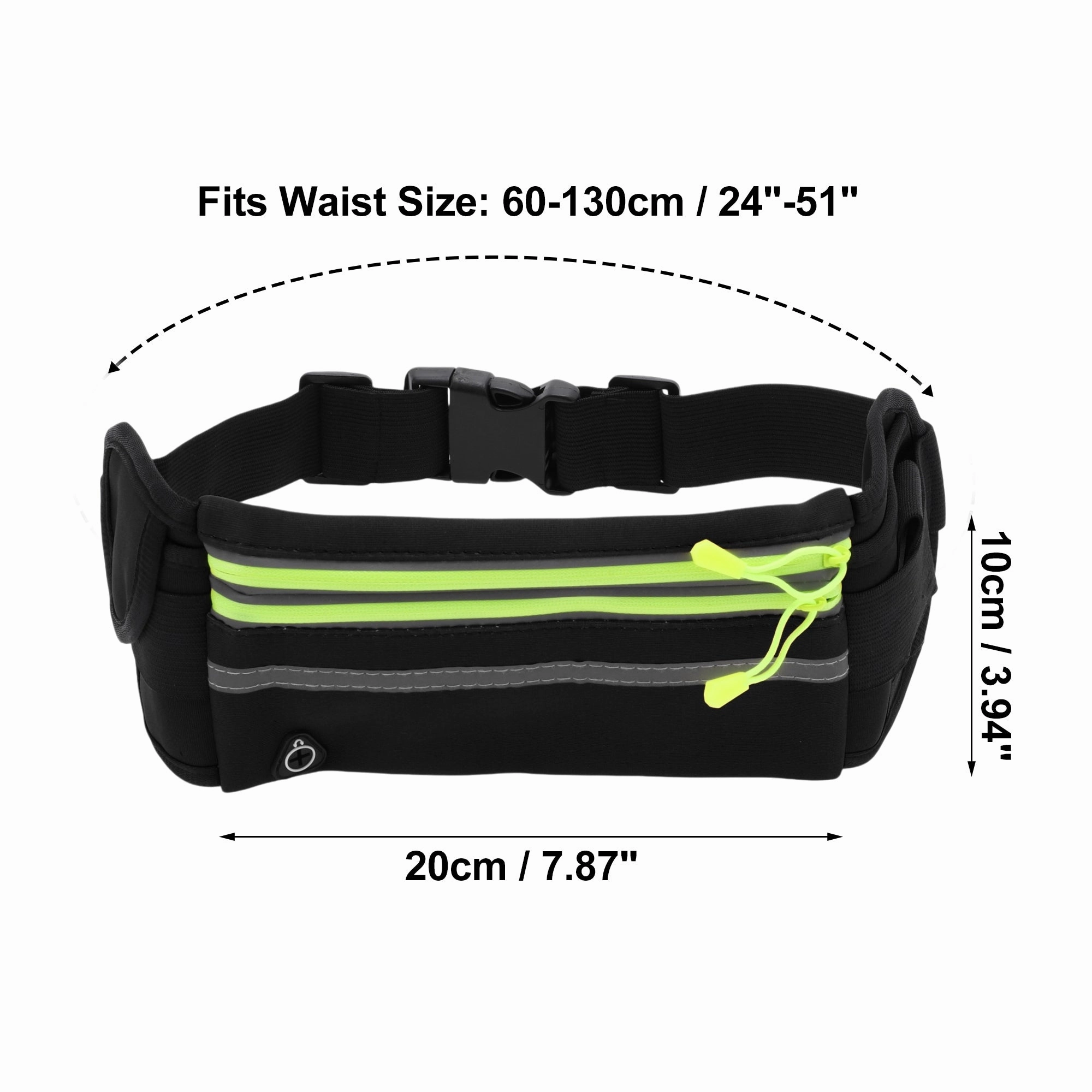 1 Pc Reflective with Zipper Running Waist Pack for Hiking Gym