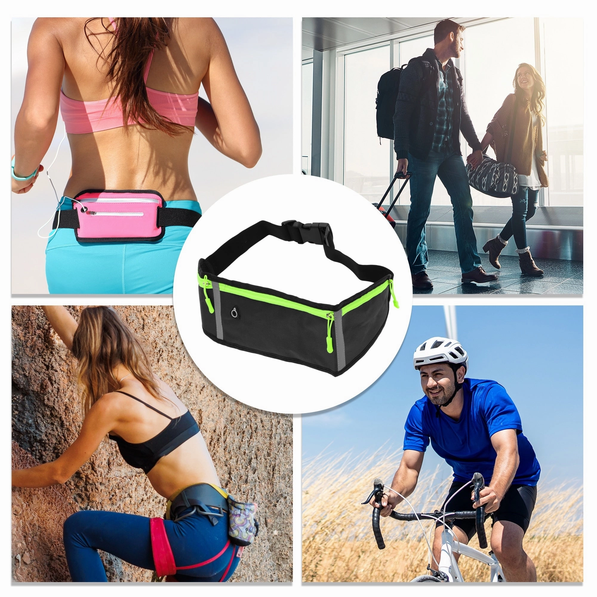 1 Pc Three Pocket Running Waist Pack for Hiking Gym