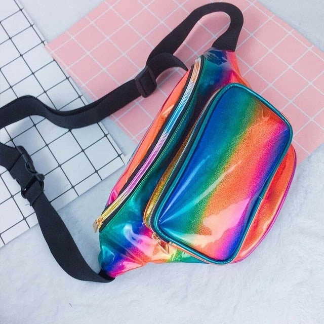2019 New Brand Fashion Women Travel Waist  Money Belt Wallet Glitter Multicolor Bum HandBag Pouch