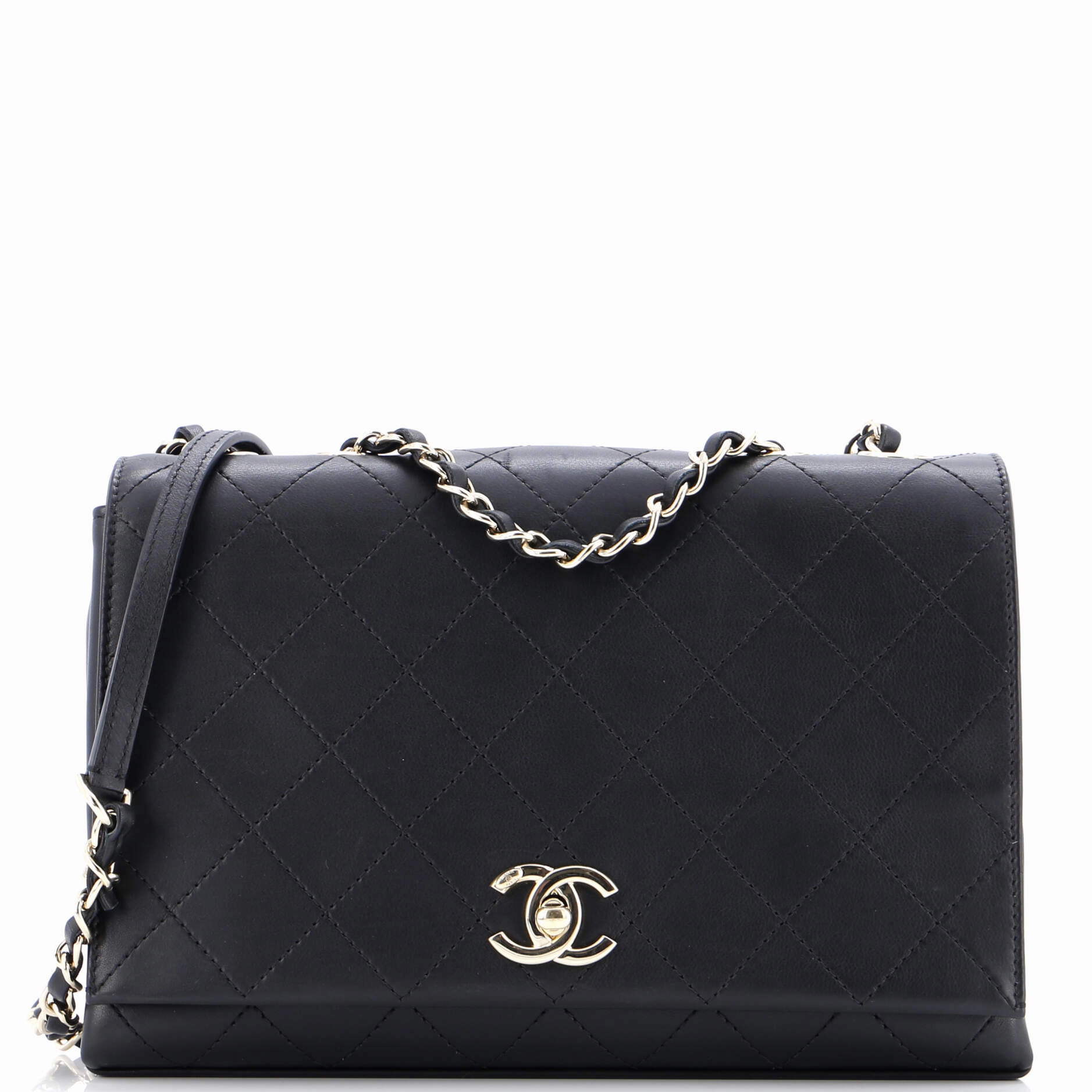 3 Compartment Flap Bag Quilted Calfskin Medium