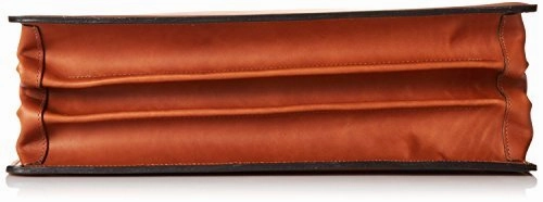 [Personalized Initials Embossing]Jack Georges Belting Triple Gusset Top Zip Leather Briefcase in Brown