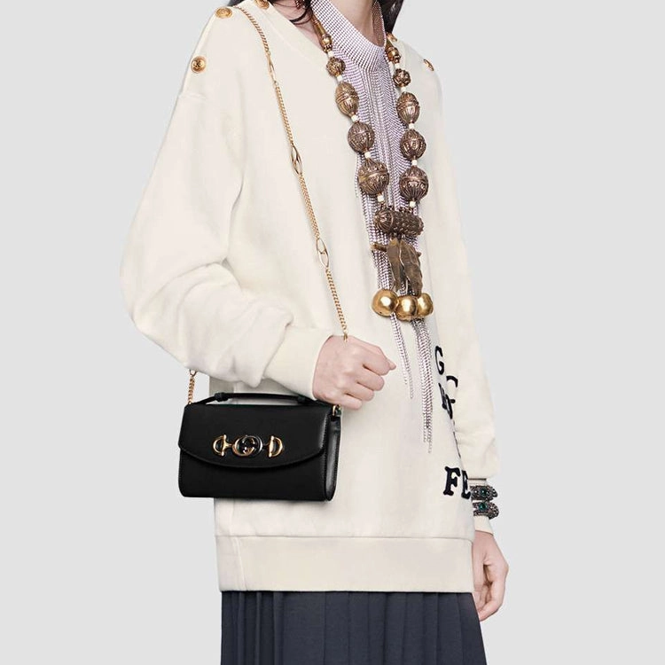 (WMNS) GUCCI Zumi Leather Shoulder Bag Black 564718-05J0X-1000