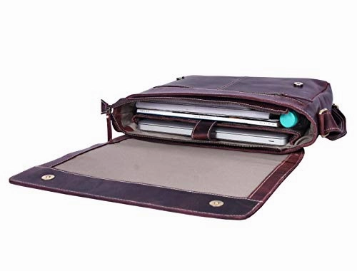 Addey Supply Company Leather Messenger Laptop Cross-Body Bag 15 X 4 X 11 inch Walnut