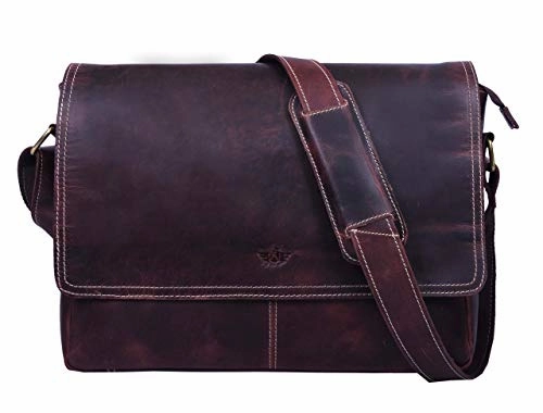 Addey Supply Company Leather Messenger Laptop Cross-Body Bag 15 X 4 X 11 inch Walnut