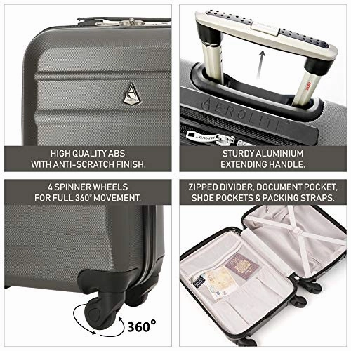 Aerolite 22x14x9 Hard shell Suitcase Spinner Carry On   Under Seat Holdall