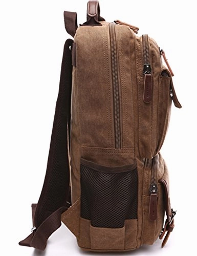 Aidonger Canvas School Bag Laptop Backpack Hiking Rucksack (Coffee)