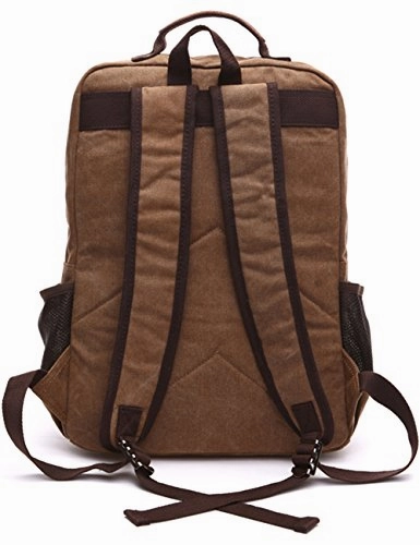 Aidonger Canvas School Bag Laptop Backpack Hiking Rucksack (Coffee)