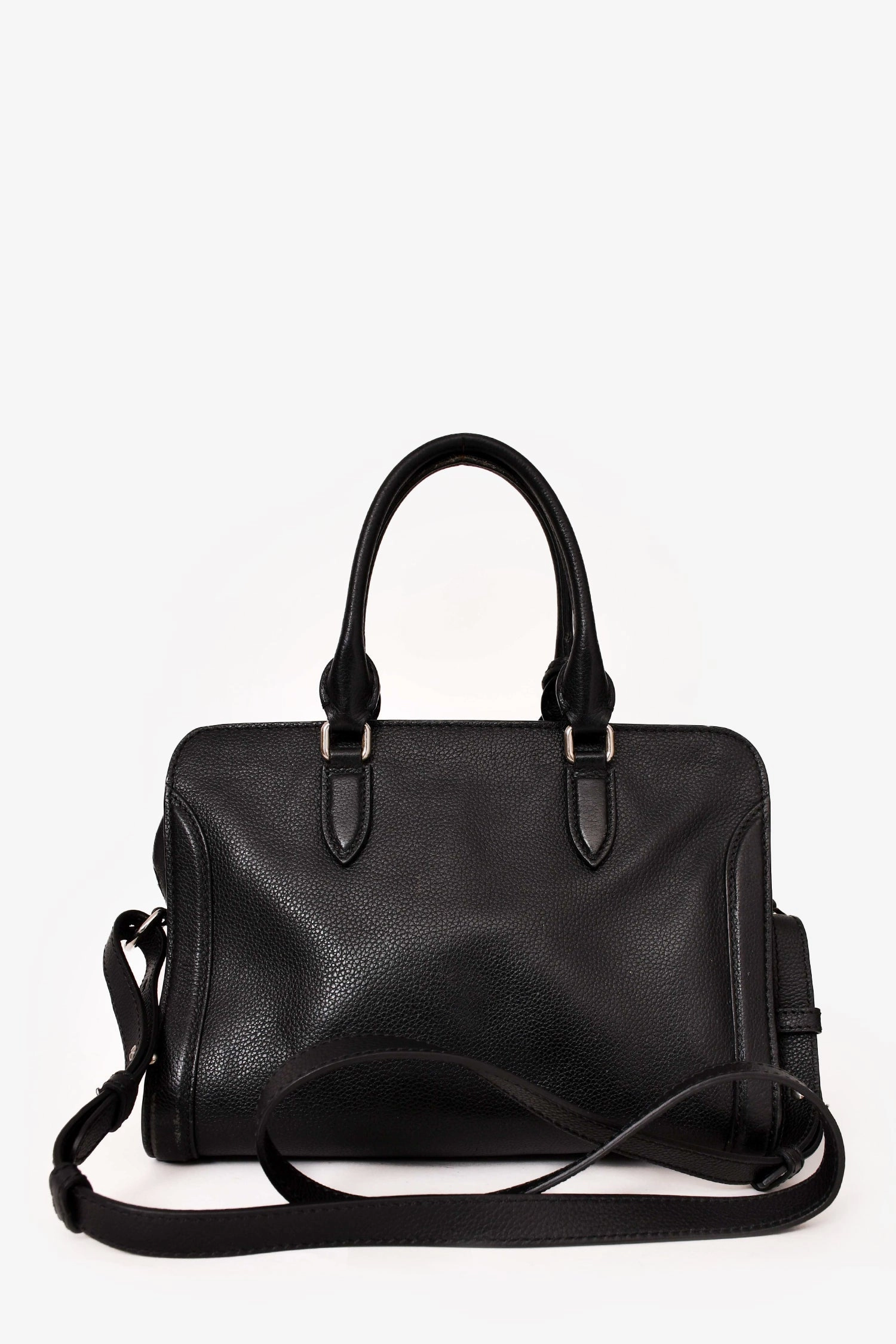 Alexander McQueen Black Leather Small Skull Padlock Zip Around Nag with Strap (As Is)
