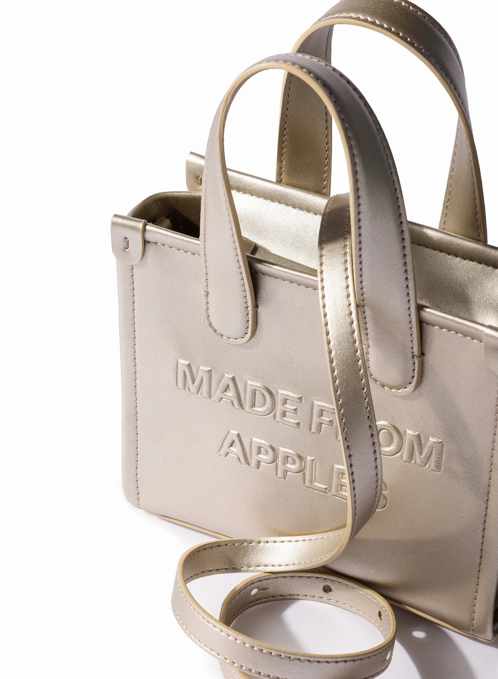 Alma S Apple Leather Vegan Tote Bag | Champagne