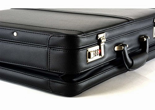 Alpine Swiss Expandable Leather Attache Briefcase Dual Combination Locks 1 Year Warranty