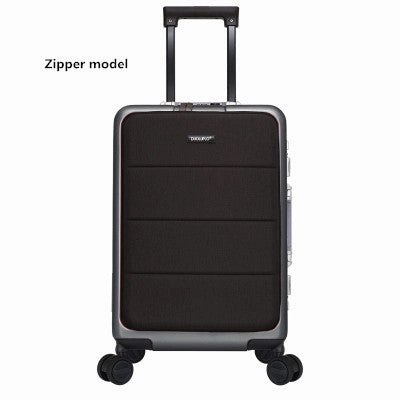 Aluminum Frame Rolling Travel Luggage, Zipper Wheel Suitcase With Laptop Bag