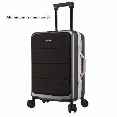 Aluminum Frame Rolling Travel Luggage, Zipper Wheel Suitcase With Laptop Bag