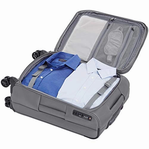 AmazonBasics Expandable Softside Carry-On Spinner Luggage Suitcase With TSA Lock And Wheels - 21 Inch, Grey