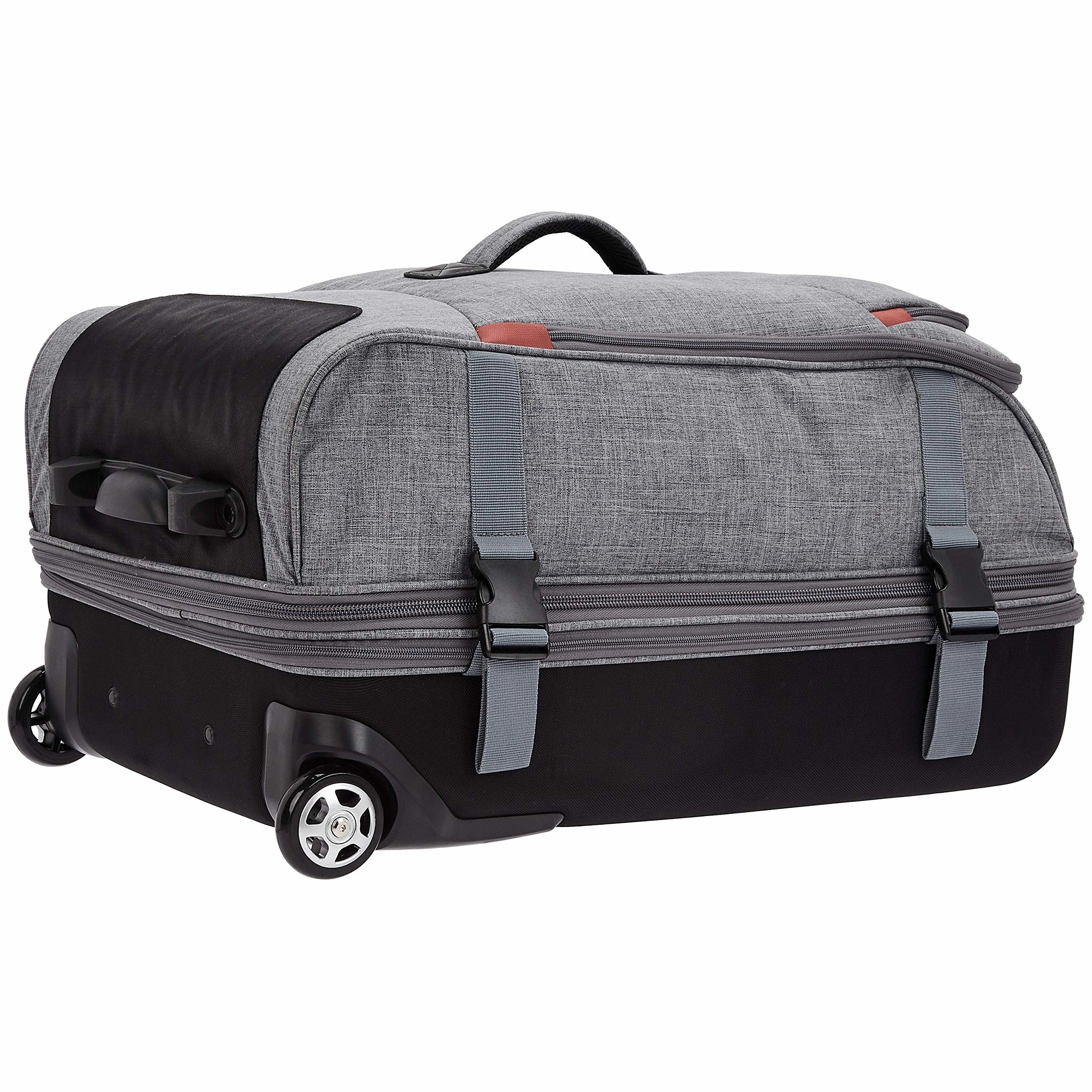 AmazonBasics Rolling Travel Duffel Bag Luggage with Wheels, Medium, Grey