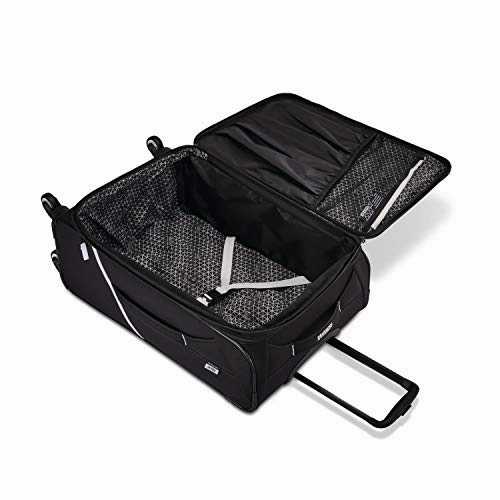 American Tourister Re-Flexx Softside Carry On Luggage With Spinner Wheels, Black/White