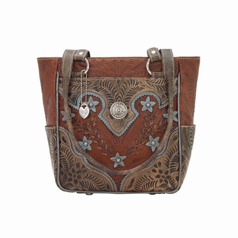 American West Western Handbag Desert Wildflower Tote Brown 5683324 - 9.5 x 10 x 4