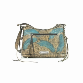 American West Western Handbag Sacred Bird Shoulder Black Turq 7570275 - 11 x 8 x 3.5