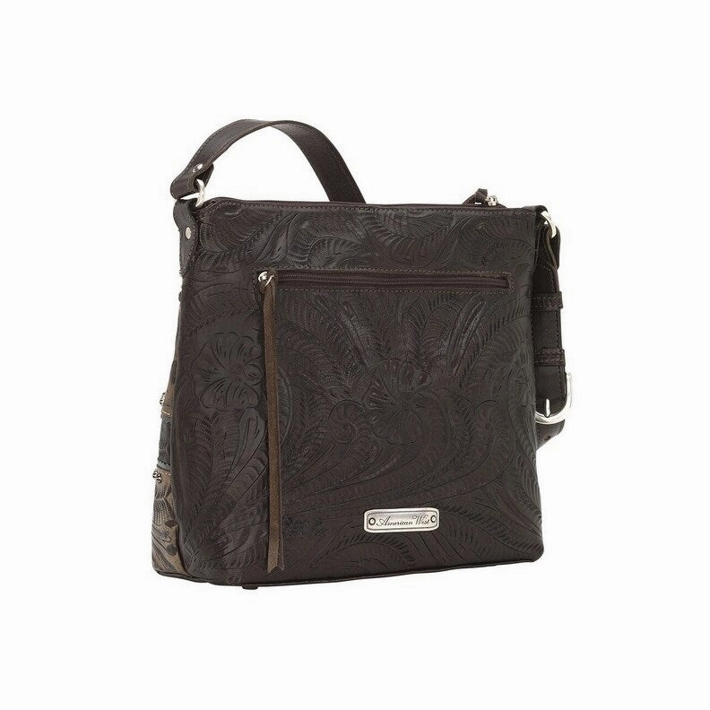 American West Western Handbag Saddle Ridge Shoulder Chocolate 2650170 - 11 x 10 x 3