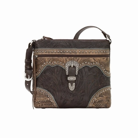 American West Western Handbag Saddle Ridge Shoulder Chocolate 2650170 - 11 x 10 x 3