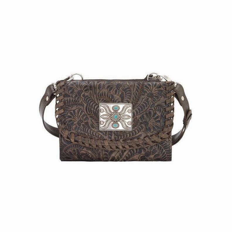American West Western Handbag Texas Two Step Charcoal 5983982 - 7.5 x 5 x 2.5
