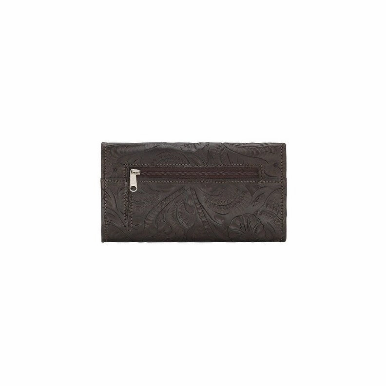 American West Western Wallet Womens Saddle Ridge Chocolate 2650282 - 7.5 x 4