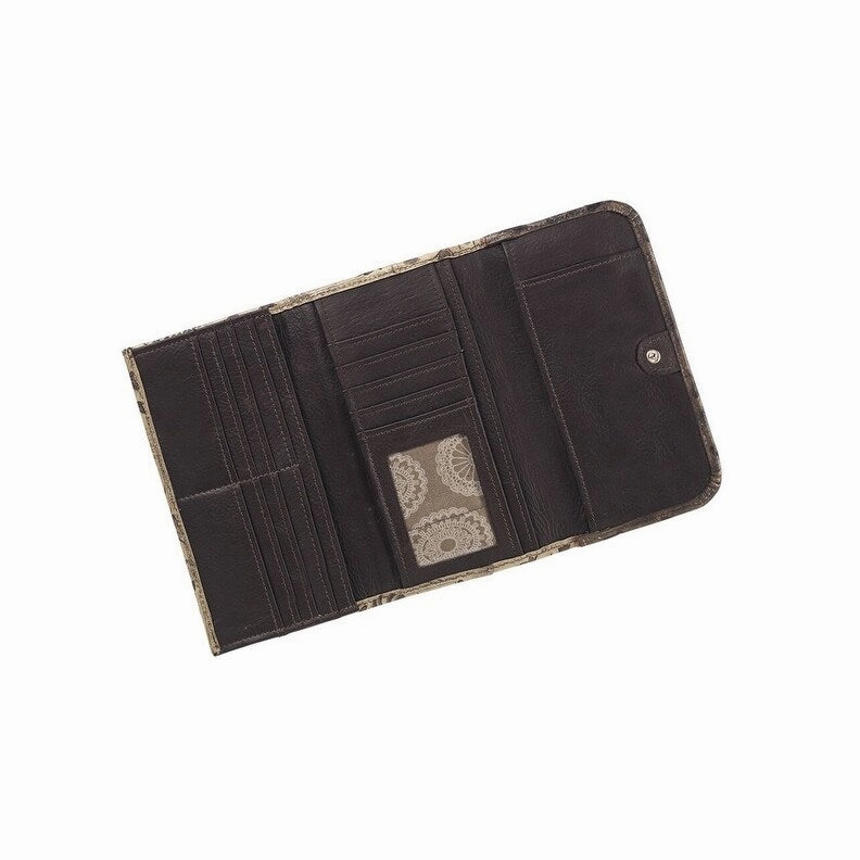 American West Western Wallet Womens Saddle Ridge Trifold Sand 2652282 - 7.5 x 4