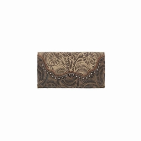 American West Western Wallet Womens Saddle Ridge Trifold Sand 2652282 - 7.5 x 4