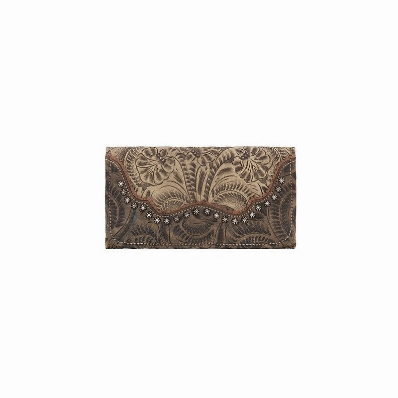 American West Western Wallet Womens Saddle Ridge Trifold Sand 2652282 - 7.5 x 4