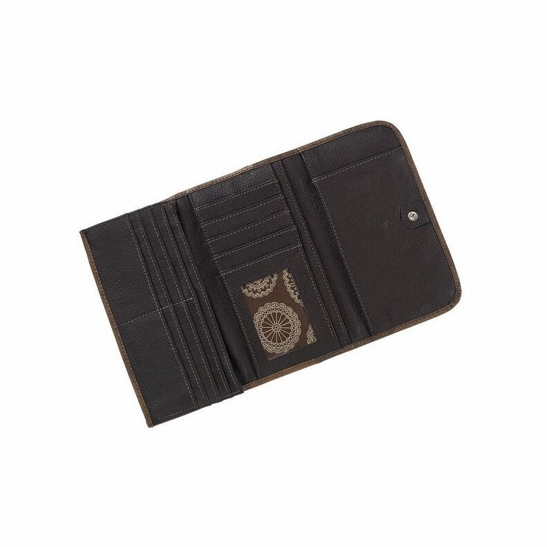 American West Western Wallet Womens Trifold Charcoal 6683282 - 7.5 x 4