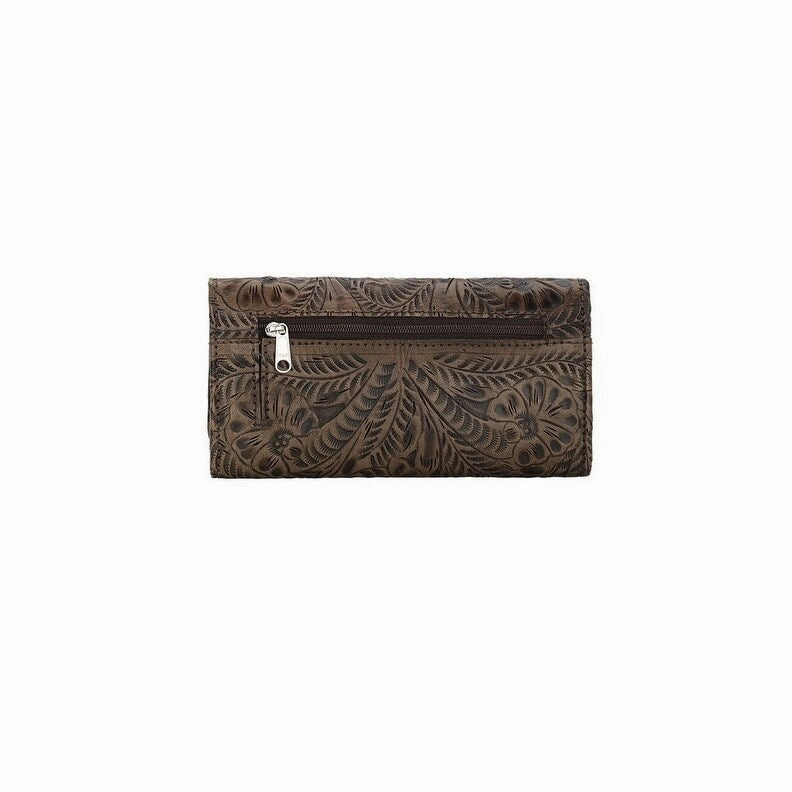 American West Western Wallet Womens Trifold Charcoal 6683282 - 7.5 x 4