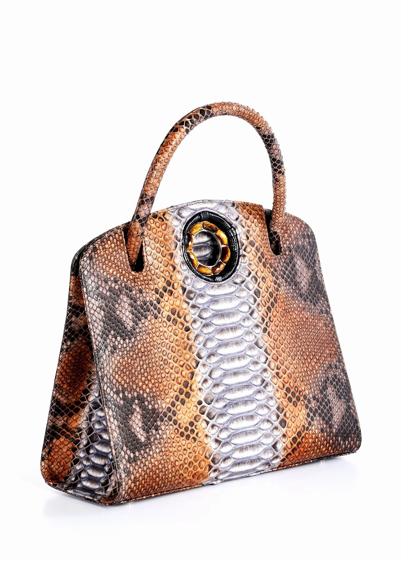 Annette Top Handle, Brown Multi-Color, Tiger Eye