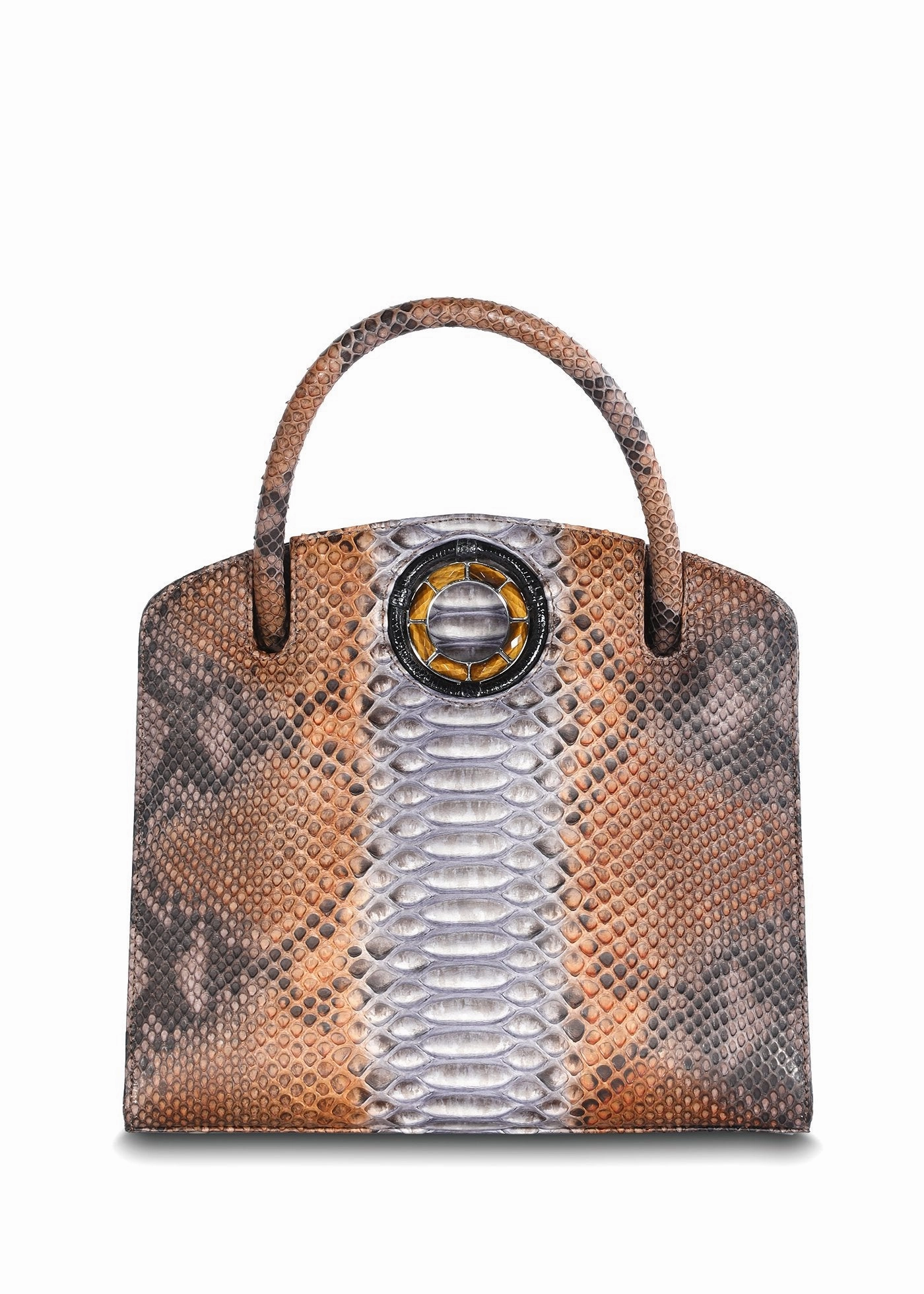 Annette Top Handle, Brown Multi-Color, Tiger Eye