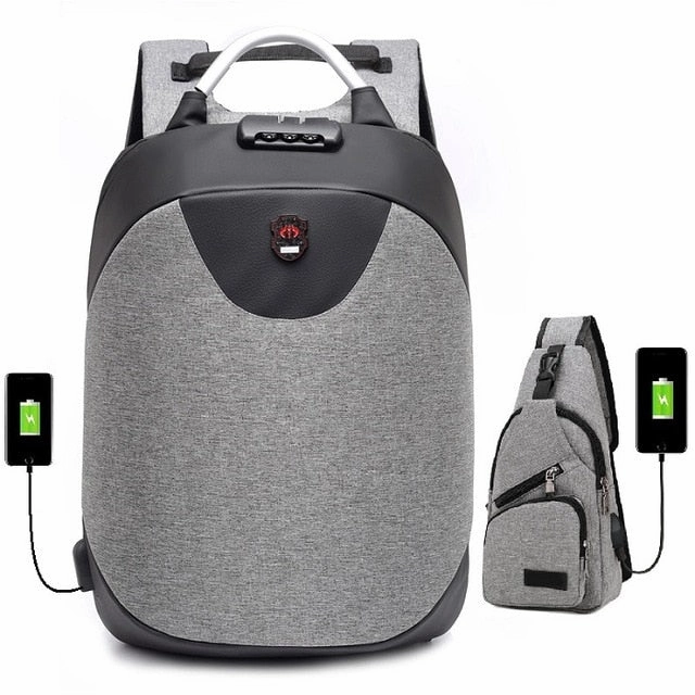 Antitheft password lock backpacks USB intelligent laptop backpack Waterproof nylon student school bags Business travel backpack