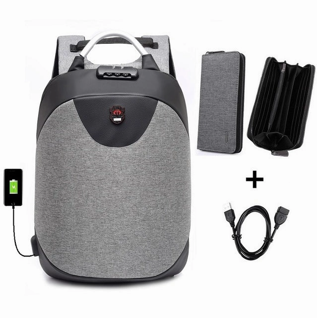 Antitheft password lock backpacks USB intelligent laptop backpack Waterproof nylon student school bags Business travel backpack