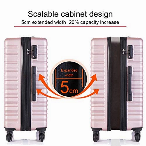 Apelila 4 Piece TSA Hardshell Luggage Sets,Expandable Travel Suitcase,Carry On Luggage with Spinner Wheels Free Cover&Hanger Inside (Rose Gold)