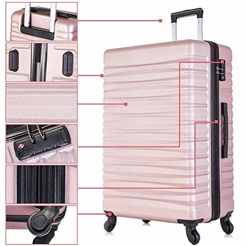 Apelila 4 Piece TSA Hardshell Luggage Sets,Expandable Travel Suitcase,Carry On Luggage with Spinner Wheels Free Cover&Hanger Inside (Rose Gold)