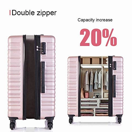 Apelila 4 Piece TSA Hardshell Luggage Sets,Expandable Travel Suitcase,Carry On Luggage with Spinner Wheels Free Cover&Hanger Inside (Rose Gold)