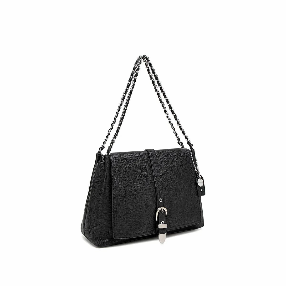 Aria Vegan Leather Shoulder Bag | Black Pebbled