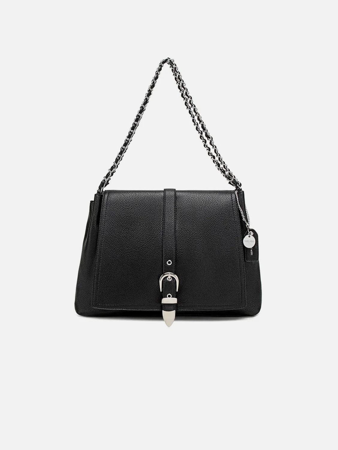 Aria Vegan Leather Shoulder Bag | Black Pebbled