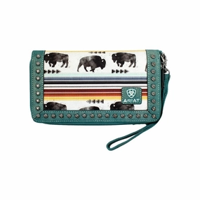 Ariat Western Handbag Buffalo Print Clutch Multi-Color A770015897 - 7 5/8 x 4 3/4