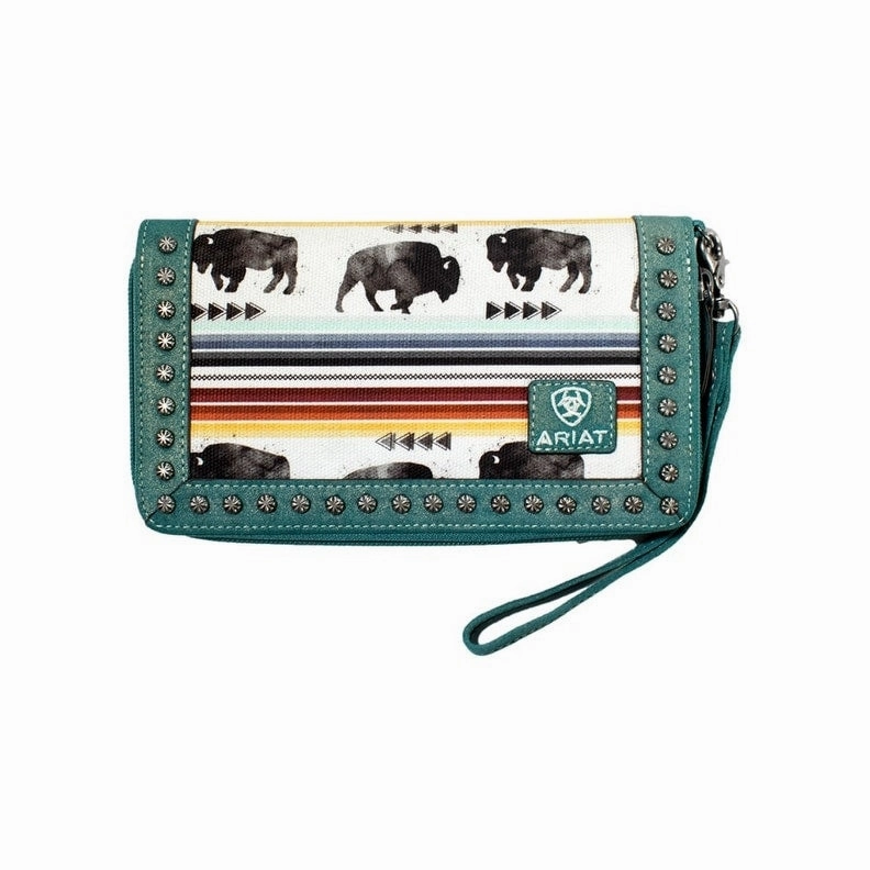 Ariat Western Handbag Buffalo Print Clutch Multi-Color A770015897 - 7 5/8 x 4 3/4
